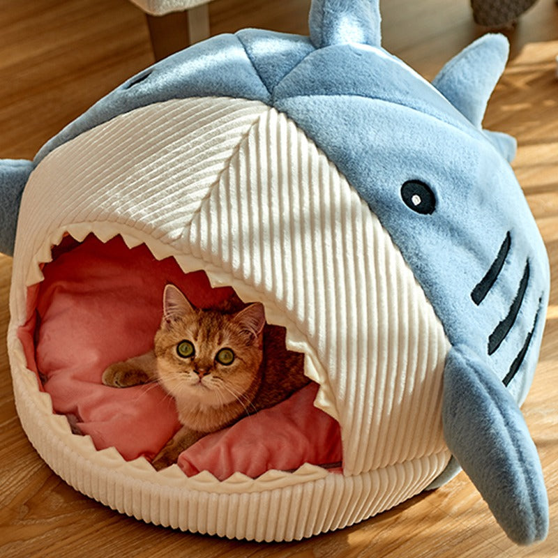 Shark Cat Bed by HappinessPaws™ - Soft Plush Material for Maximum Comfort