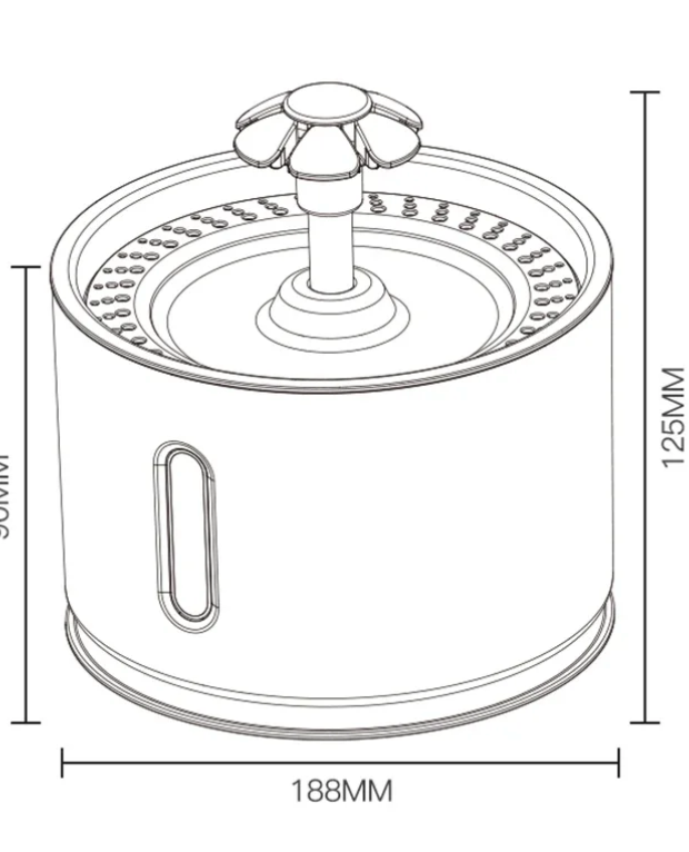 Automatic water dispenser filter components for pets, showcasing filtration layers